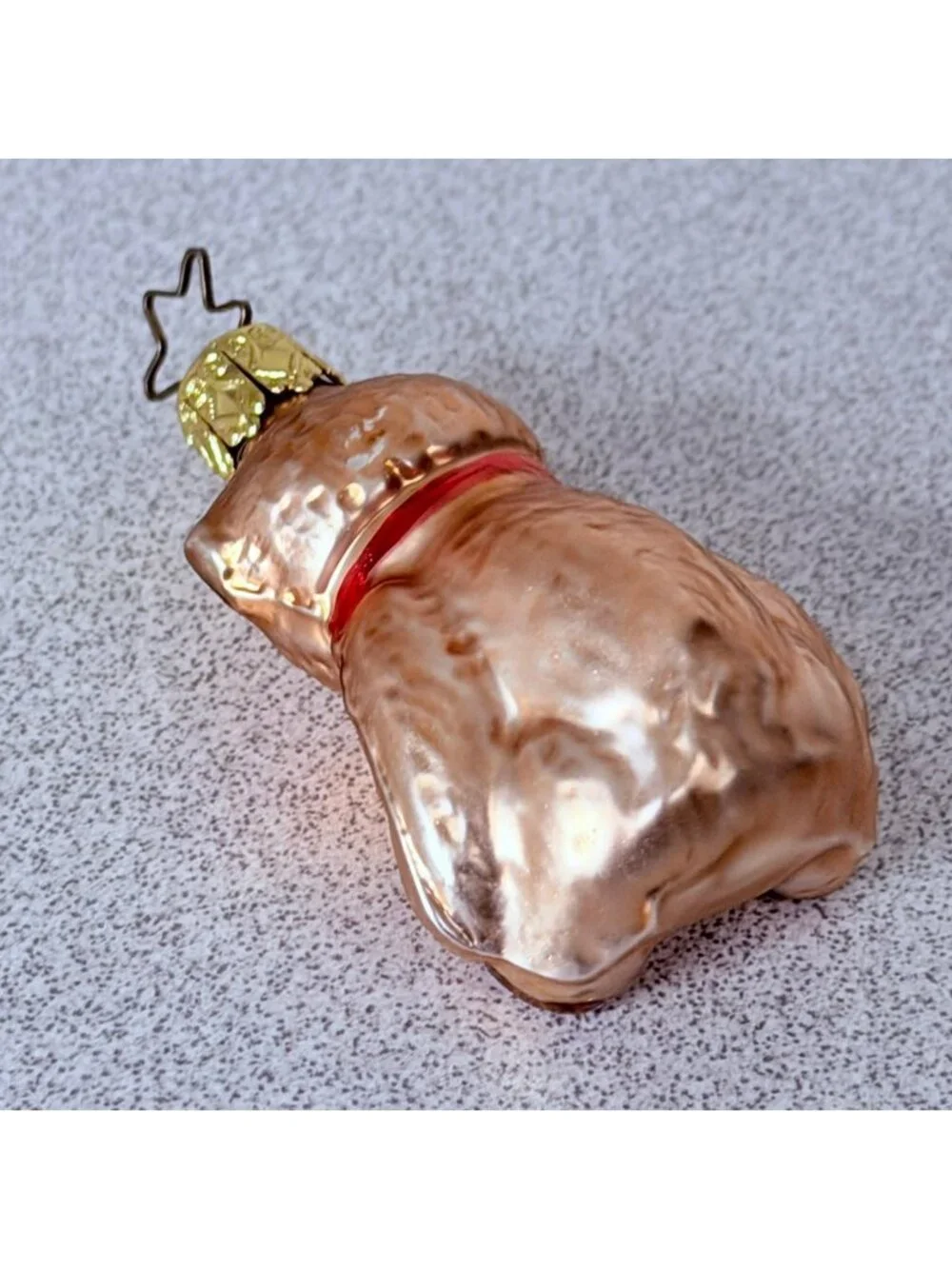 Teddy Bear Blown Glass Ornament Christmas Holiday Small Hand-Painted Vtg Germany
